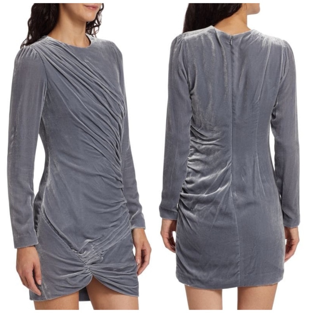CINQ À SEPT Rebeka Gathered Velvet Mini Dress womens size 4 - Picture 3 of 11